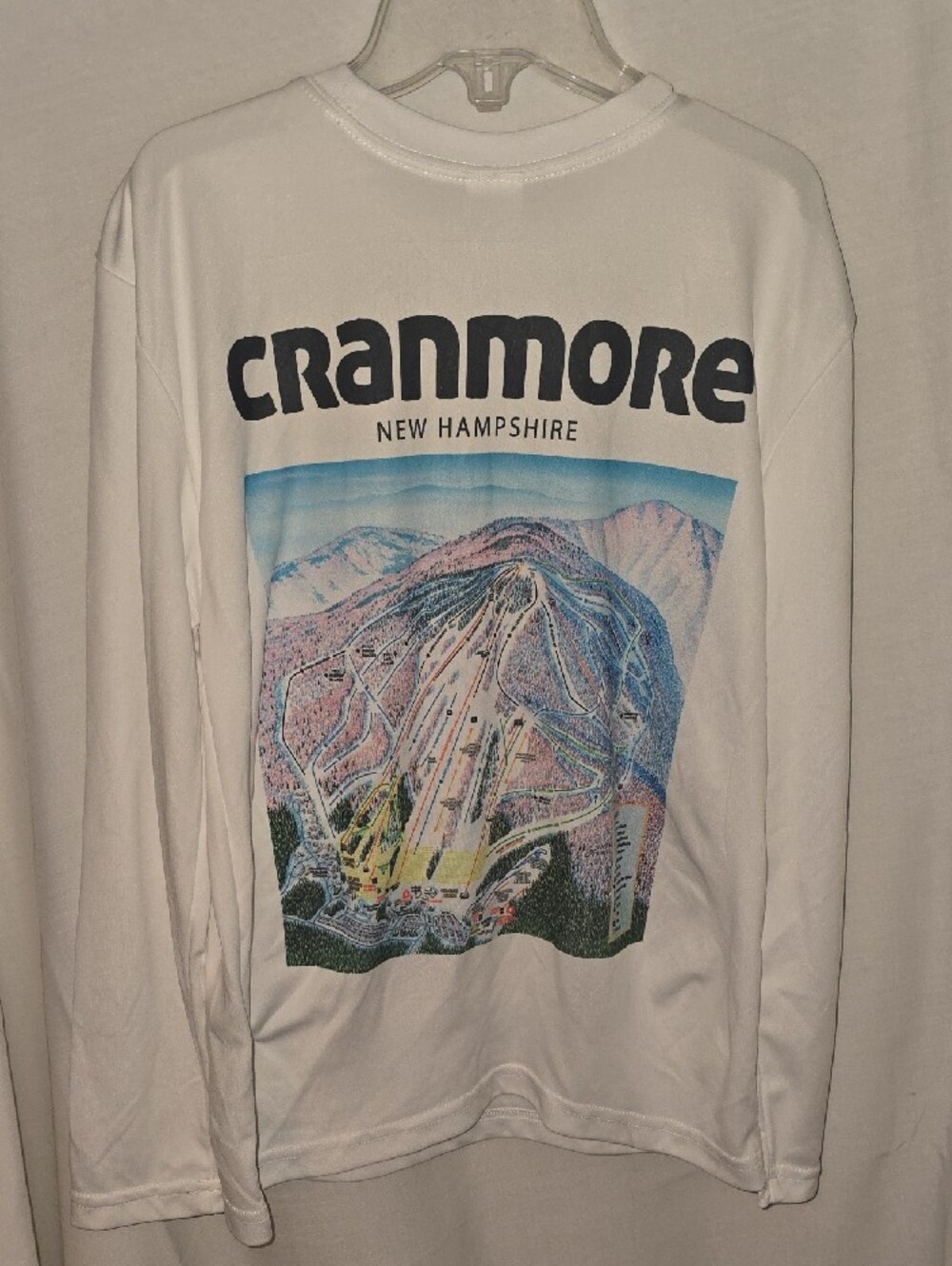 Sport-Tek White Long-Sleeve Crew with Cranmore Ski New Hampshire  Green & Orange